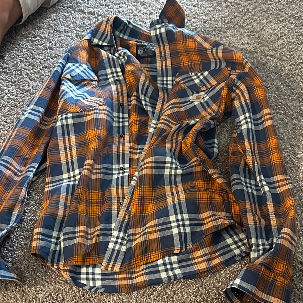 Carhartt Rugged Flex Orange and Blue Check Shirt